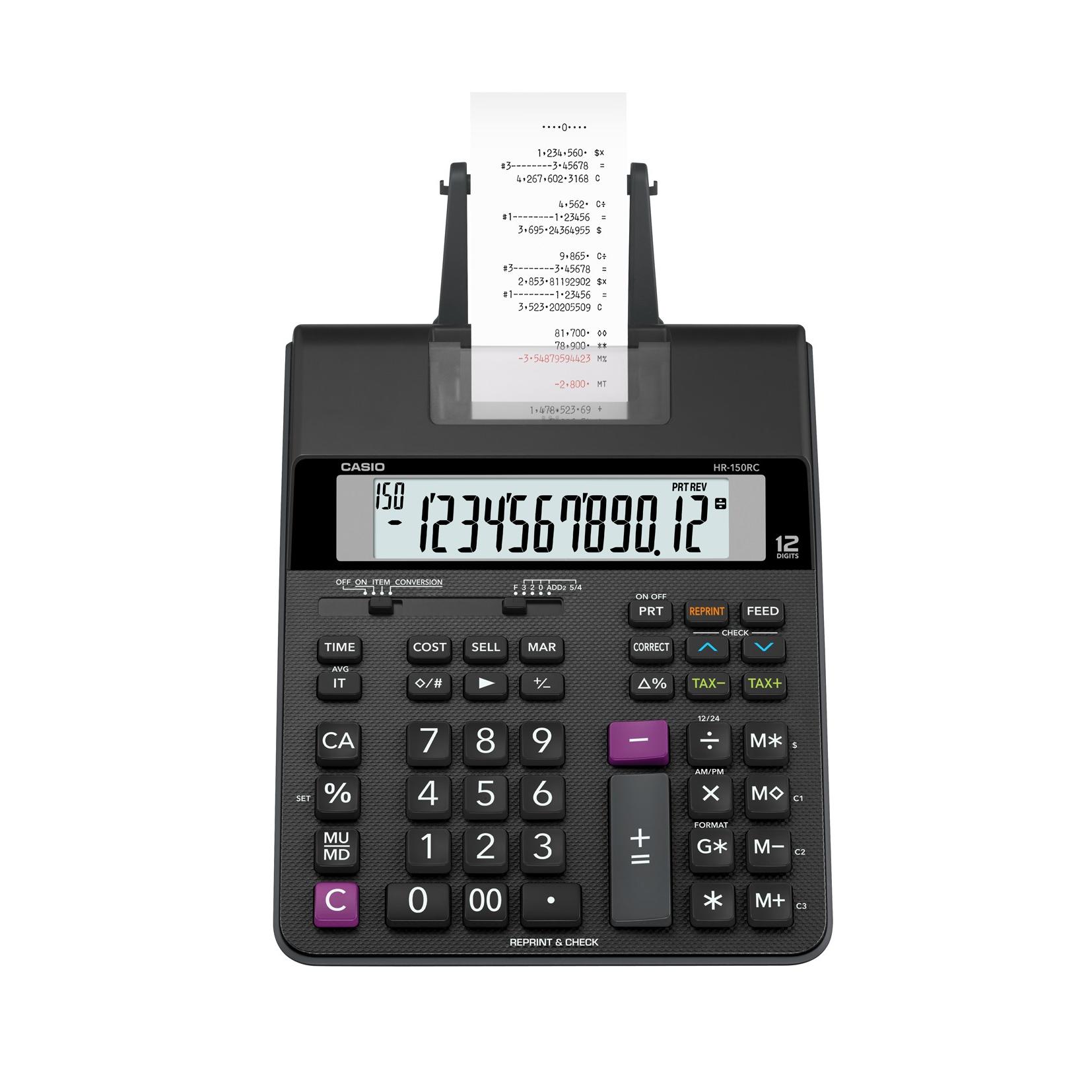 Calculadora Casio con impresora 150 pasos, fecha y hora – Modelo HR-150RC