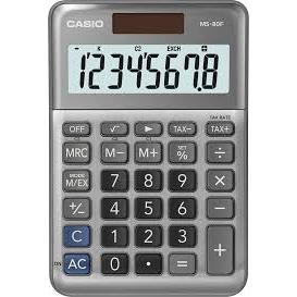 Calculadora Casio de mesa 8 dígitos color gris con funciones de impuestos – Modelo MS-80F