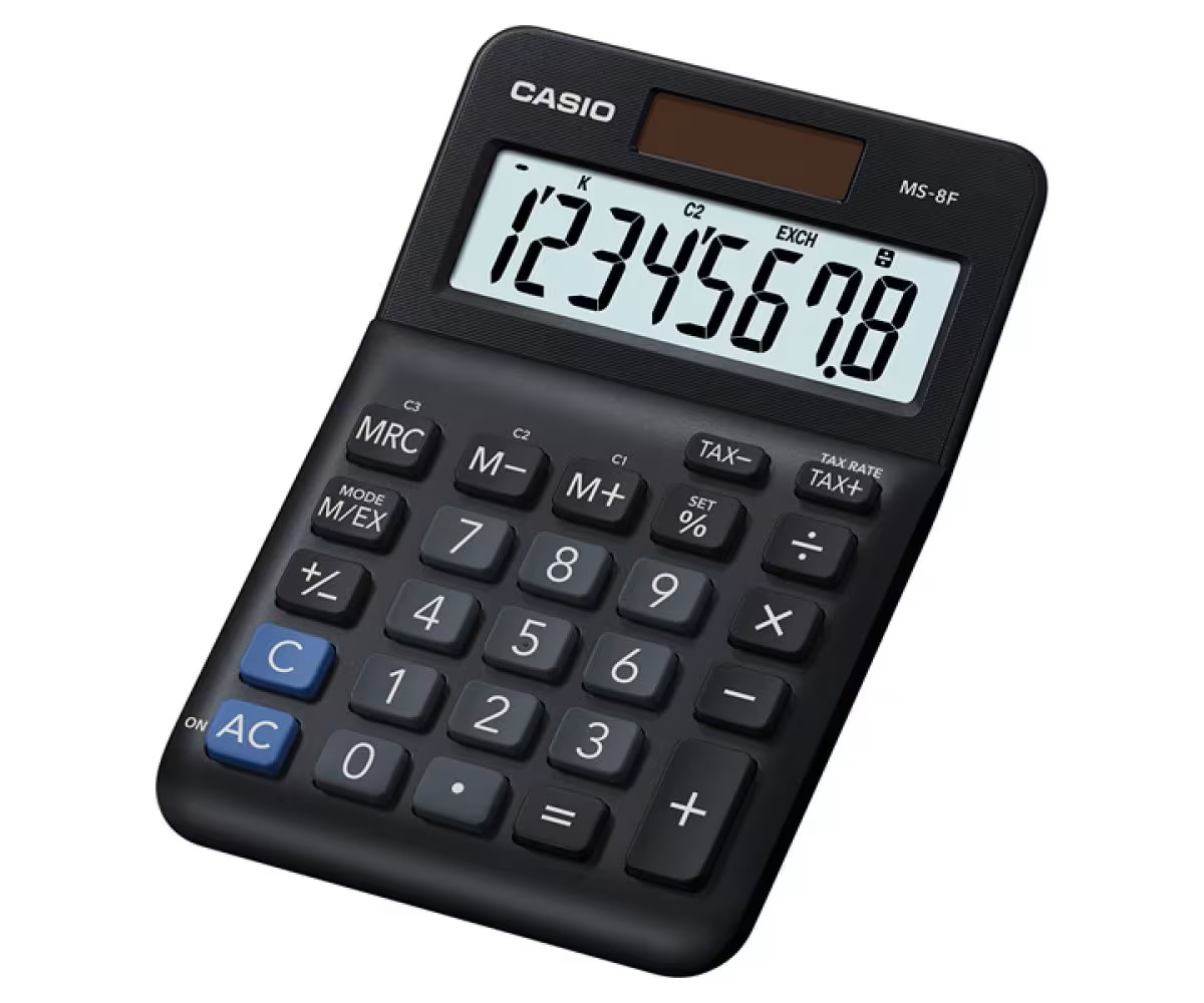 Calculadora Casio de mesa 8 dígitos con funciones de impuestos – Modelo MS-8F