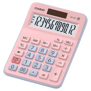 Calculadora Casio de mesa multicolor rosada y celeste – Modelo MX-12B-PKLB