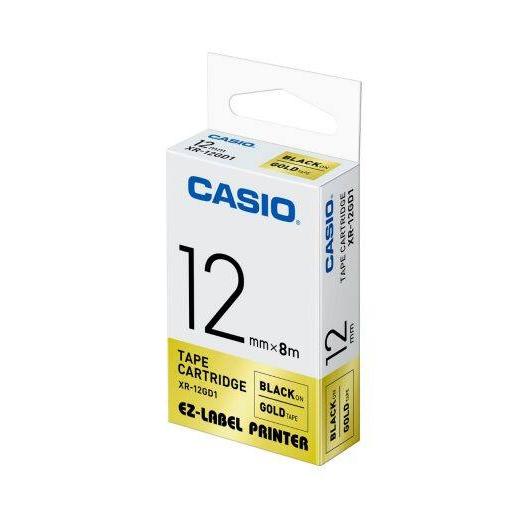 Cinta Casio XR-12-GD negro sobre dorado de 12 mm