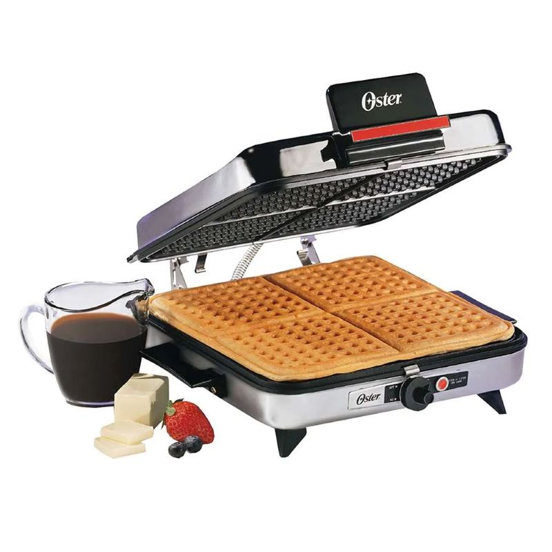 Plancha Sandwichera Oster® 3 en 1, Placas Reversibles, Recubrimiento Antiadherente, Plateado