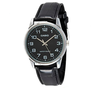 Reloj Casio MTP-V001L-1B cuero con borde metalizado análogo para hombre