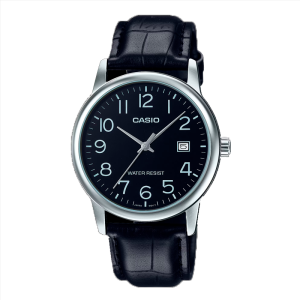 Reloj Casio MTP-V002L-1B de cuero con fechero para hombre