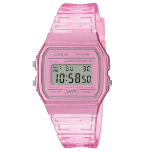 Reloj Casio F-91WS-4 clásico rosa para dama