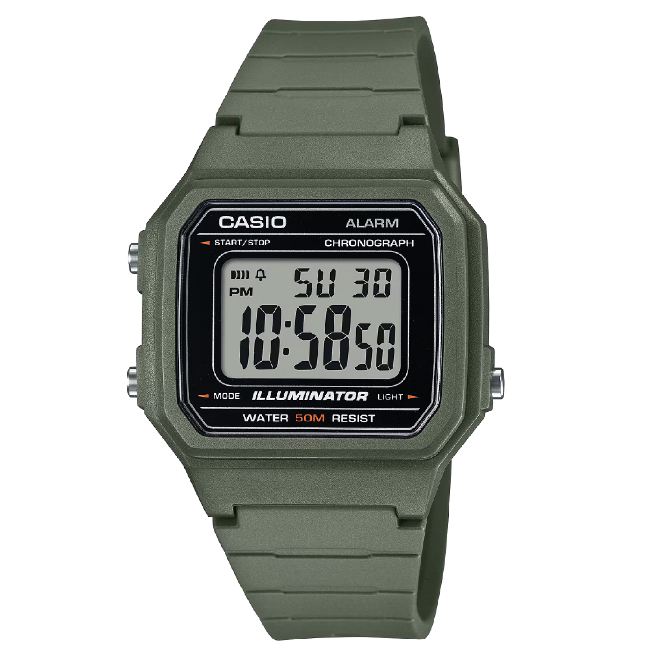 Reloj Casio Casio W-217H-3AV digital verde militar a prueba de agua