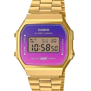 Reloj casio digital dorado y morado A-168WERG-2A