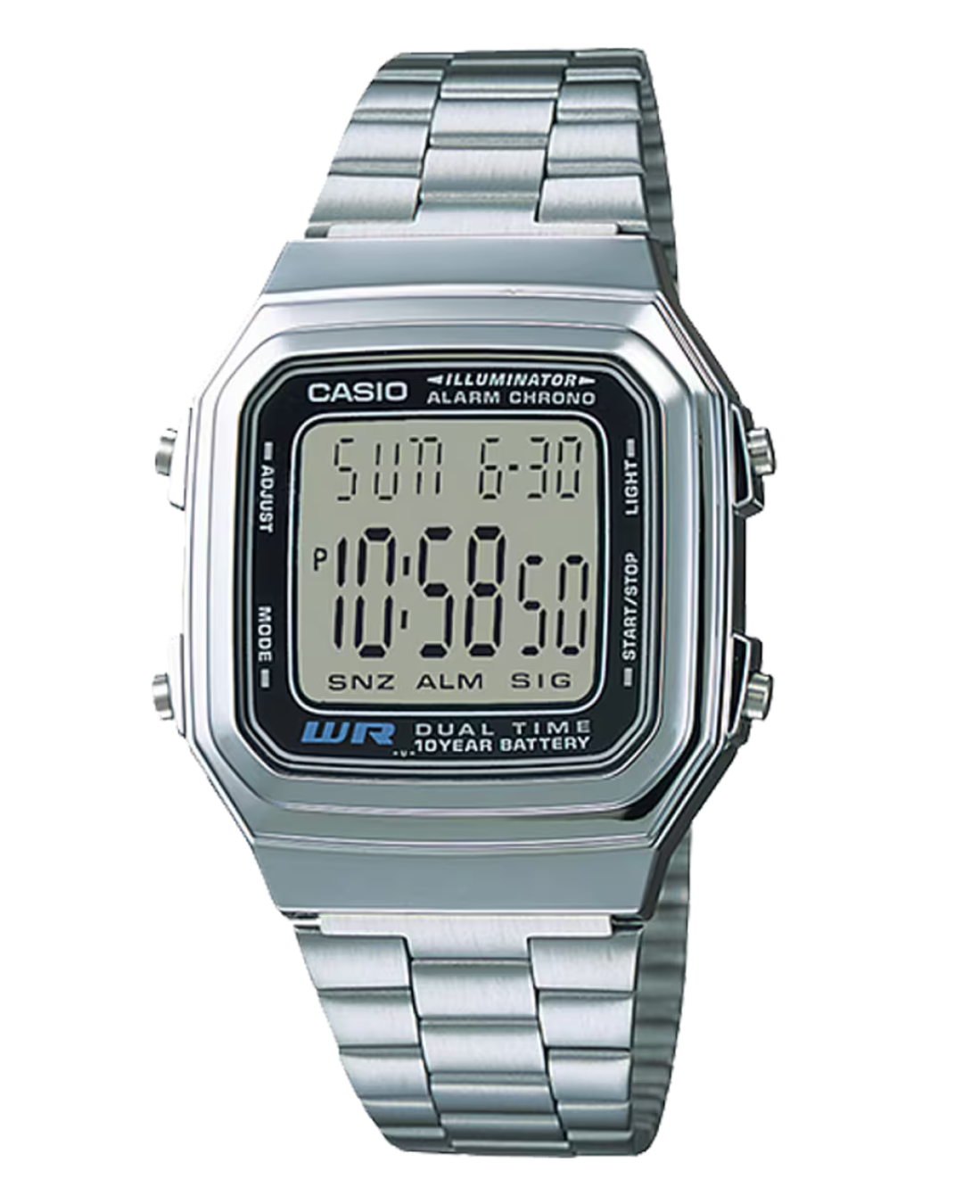 Reloj plateado A-178WA-1