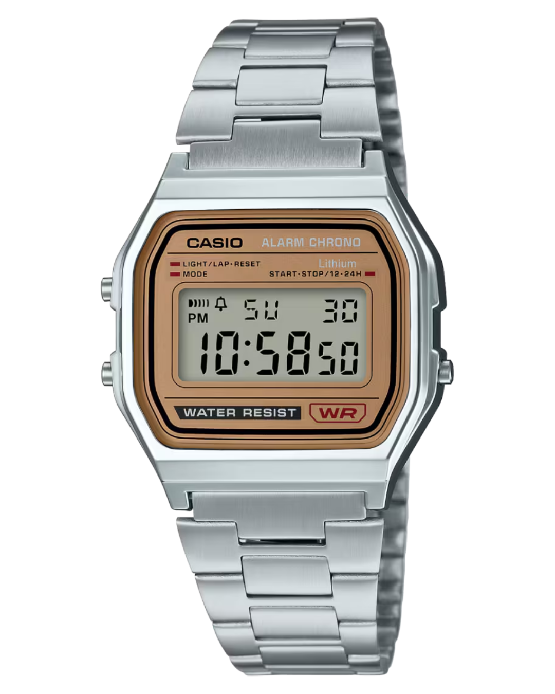 Reloj casio vintage digital plateado con dorado A158WEA-9