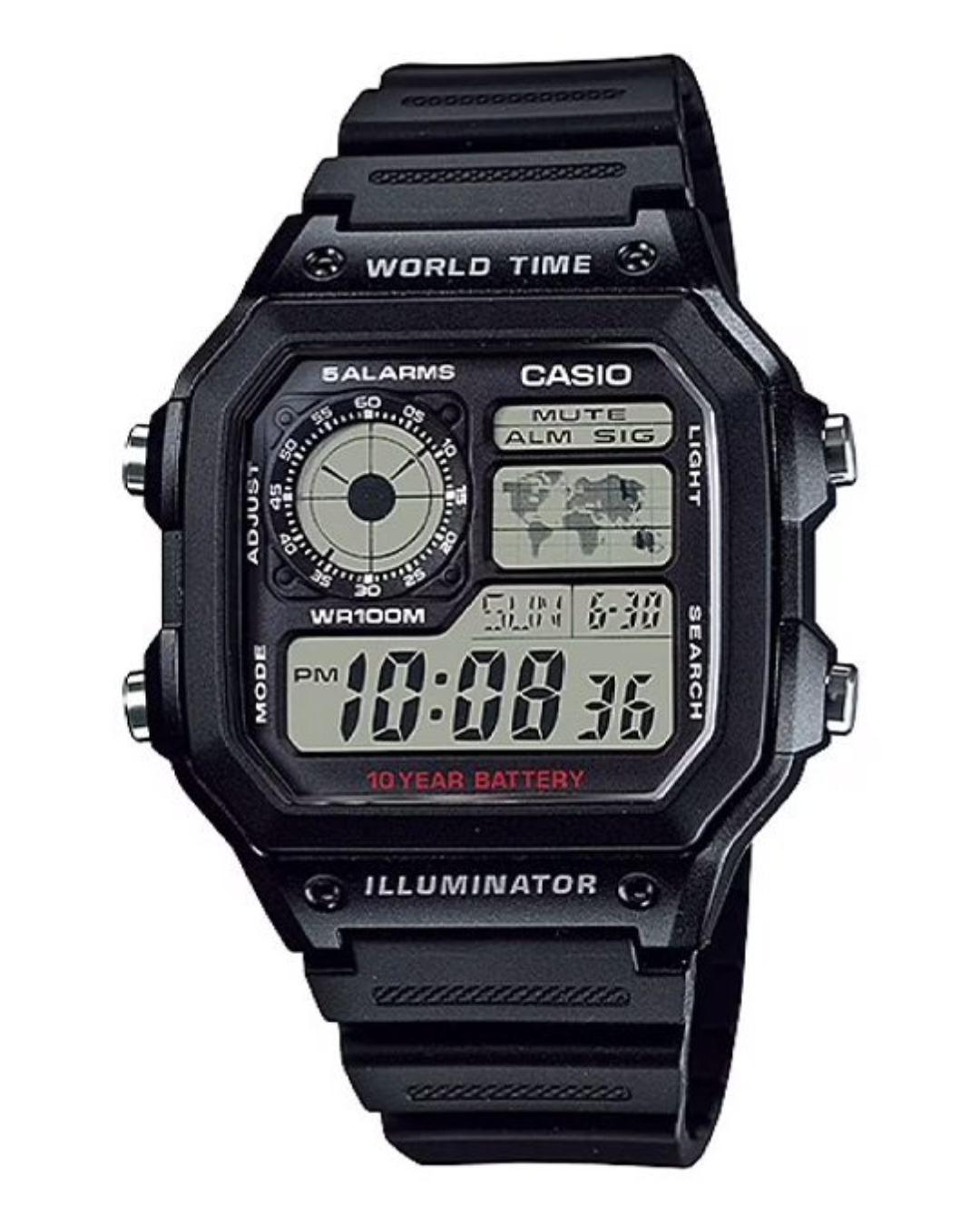 Reloj casio digital world time negro AE-1200WH-1AV