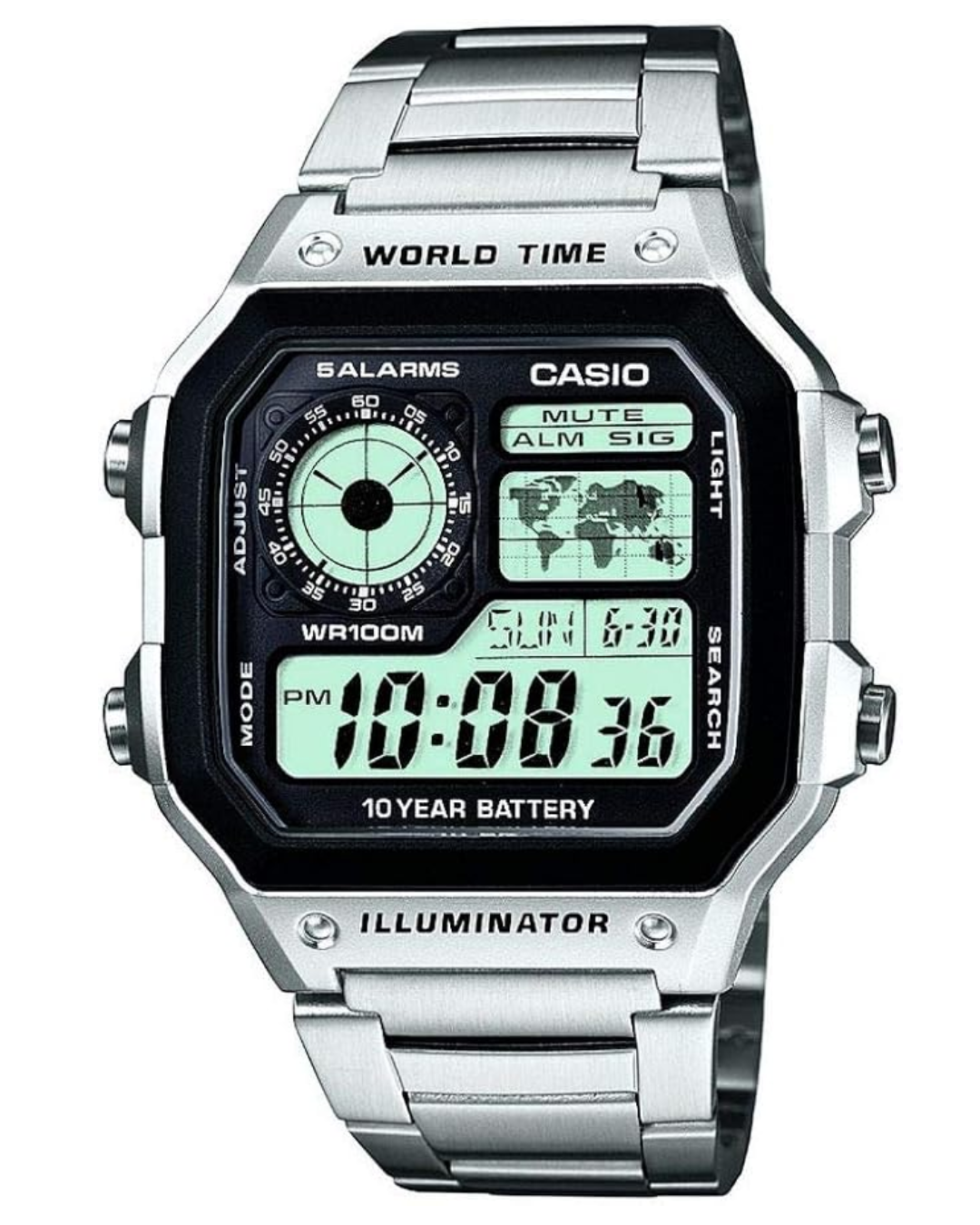 Reloj casio digial world time plateado - AE-1200WHD-1AV