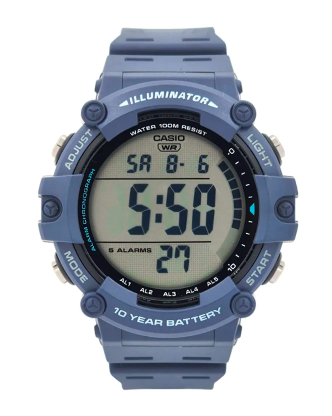 Reloj casio digital deportivo azul y negro luminador AE-1500WH-2AV