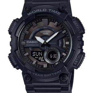 Reloj casio ana-digi world time negro - AEQ-110W-1BV