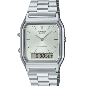 Reloj casio vintage ana-digi plateado con esfera clara - AQ-230A-7A