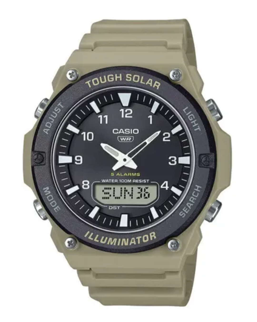 Reloj Casio Aq-s820w-5a Tecnología Solar Caqui Caqui Gris Oscuro Negro AQ-S820W-5AV