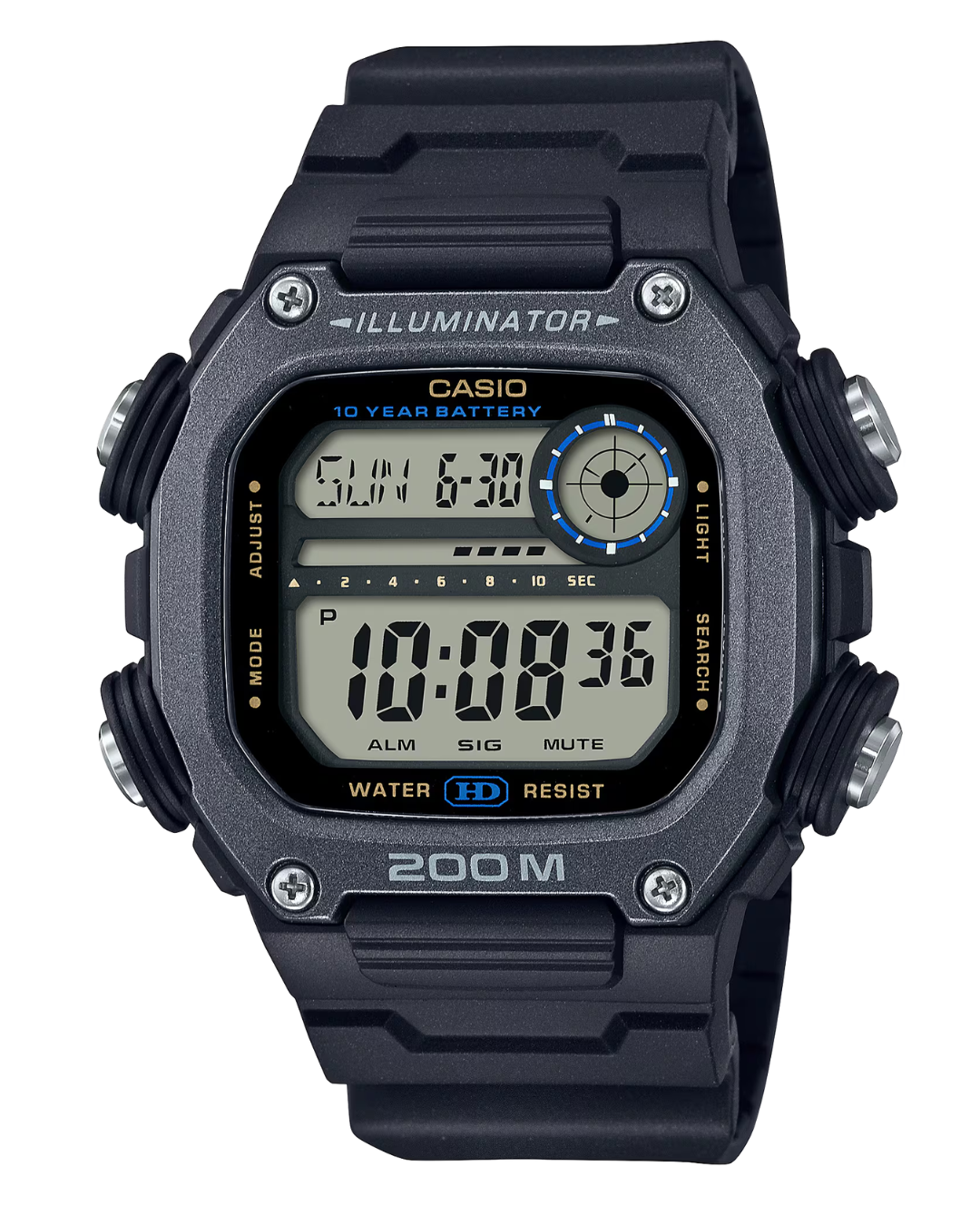 Reloj casio digital deportivo negro 200m DW-291HX-1AV