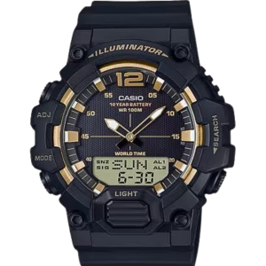 Reloj casio negro con detalles dorados HDC-700-9AV