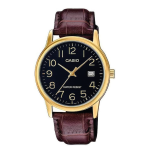 Reloj Casio MTP-V002GL-1B dorado con correa de cuero