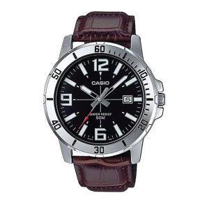 Reloj Casio MTP-VD01L-1BV plateado con correa de cuero
